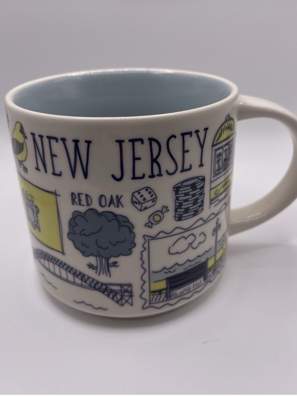 Starbucks New Jersey Illustrated Ceramic Mug - White, Blue & Yellow